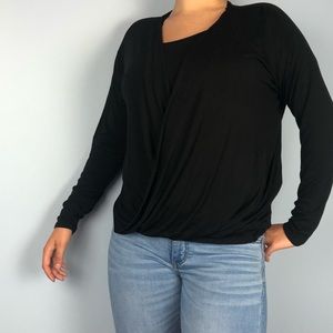 White House Black Market Black Blouse Longsleeve
